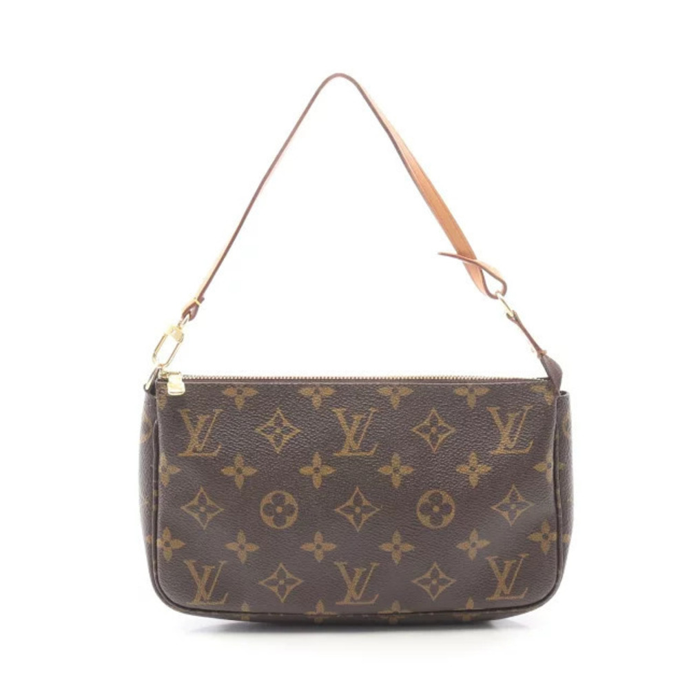 Louis Vuitton Pochette Accessoires Handbag Canvas Leather Monogram Brown